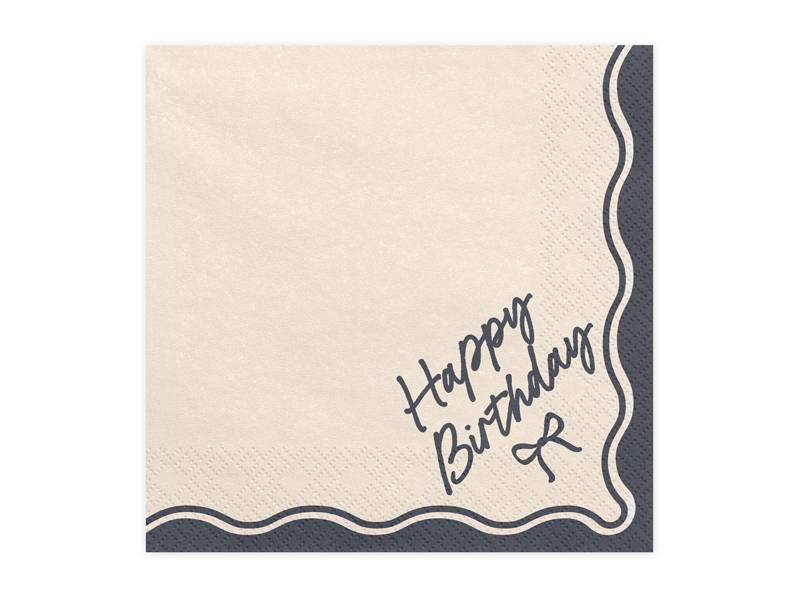 Happy Birthday Bow Napkins, 33 x 33 cm, PartyDeco